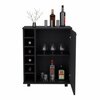 Tuhome Lafayette Bar Cabinet with 4-Bottle Rack. Upper Glass Holder and Dual Door Design-Black MLW9073